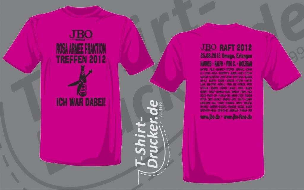 Die Druckvorschau zum RAFT2012-Shirt