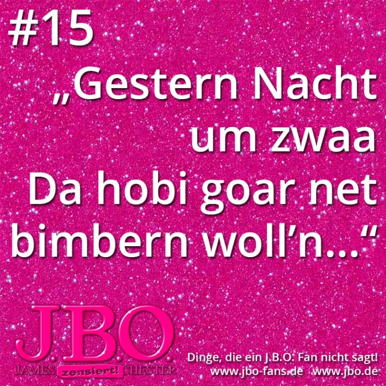 Dinge, die ein J.B.O. Fan nicht sagt #15: „Gestern Nacht um zwaa, Da hobi goar net bimbern woll'n…“