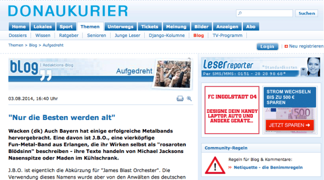 Screenshot: Donaukurier