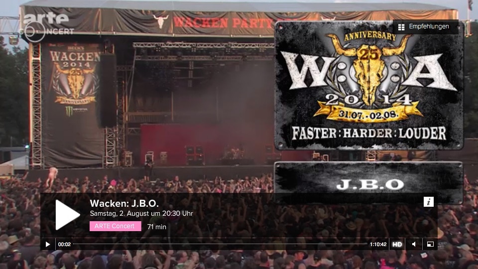 J.B.O. bei Wacken 2014 – Arte-Aufzeichnung