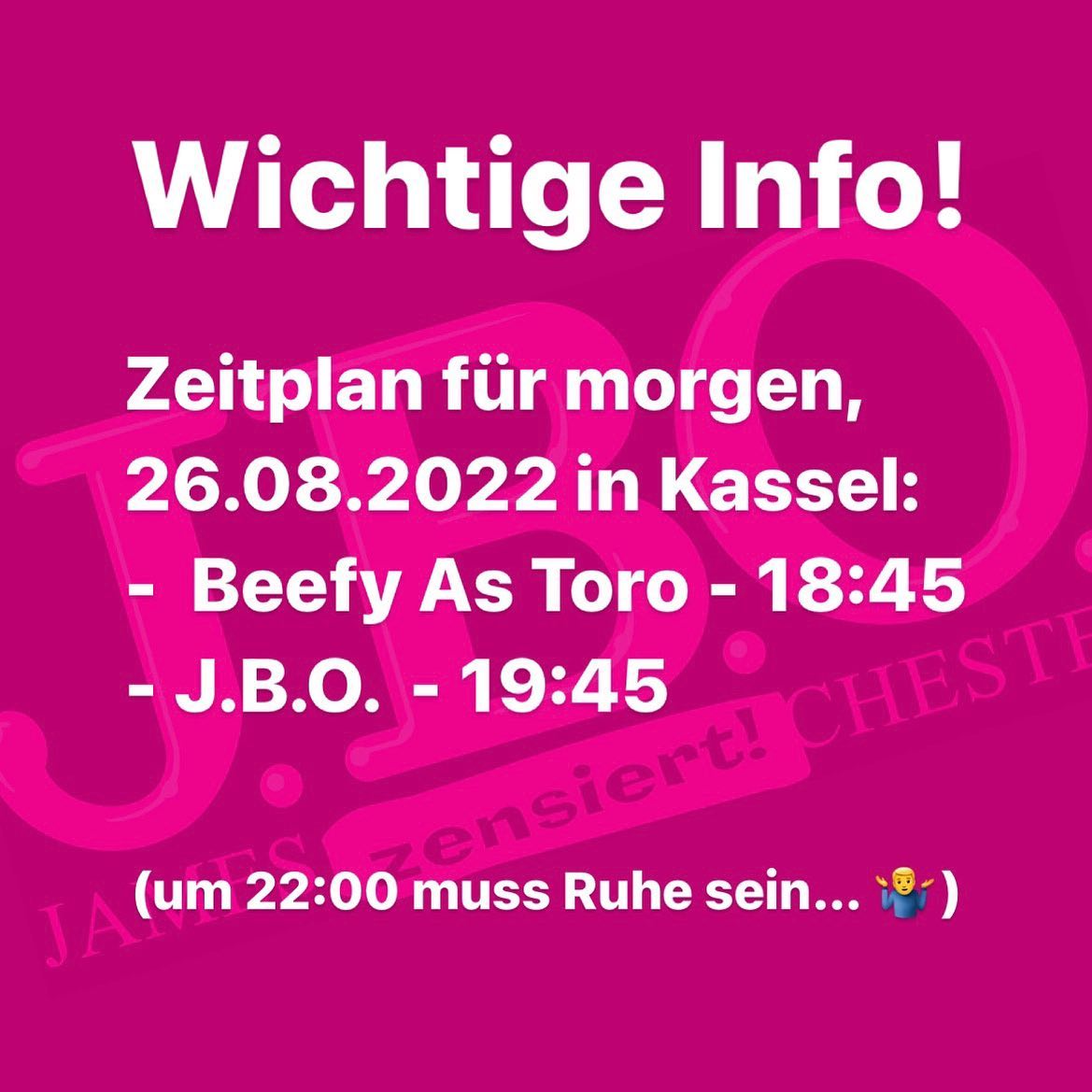 Instagram: Seid in Kassel morgen pünktlich am Start!Zeitplan:
Ein...