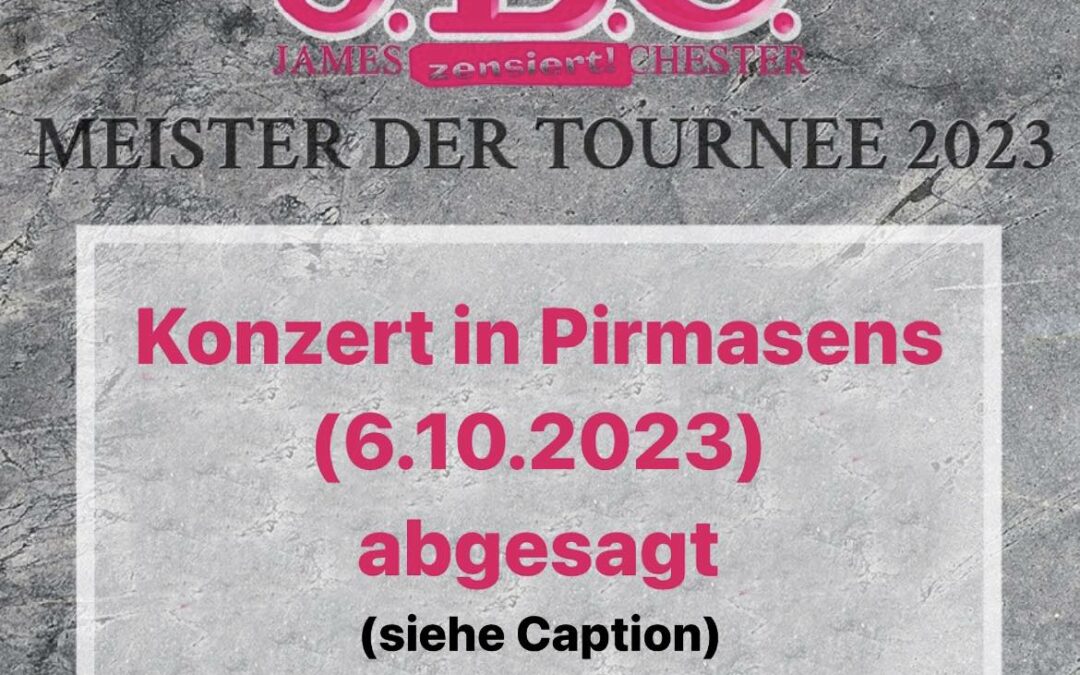 Instagram: Absage Pirmasens:
Wir können das Konzert im Quasimodo Pir…